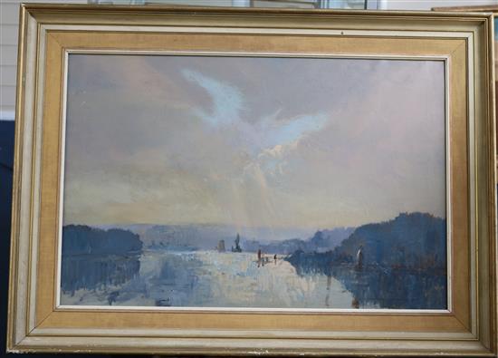Anthony Flemming (b.1936) River landscape 20 x 30in.